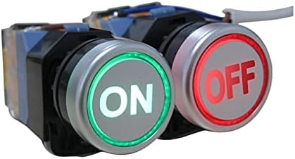 UNCASO 2PCS 22mm 1 No 1 NC Зелена црвена црвена боја Вклучено/Исклучено LED LED светло копче Моментно копче за копче 660V 10A со LED светлосен