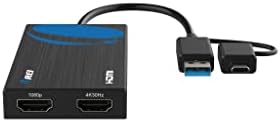 OREI Splitextend HDMI Splitter Extender за двојно видео монитор Продолжен дисплеј - USB и USB -C до HDMI адаптер 4K @ 30Hz