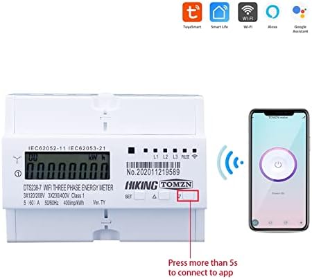 Junniu Tuya 3 фаза DIN Rail WiFi Smart Energy Meter Timer Timer Monitor Consumant Monitor KWH Meter Wattmeter 3 * 120V 3 * 220V 3 * 230V 50/60Hz