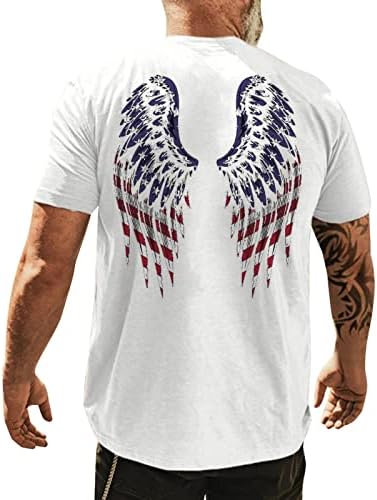 XXBR Денот на независноста маици со кратки ракави за мажи, летно крило печати тенок фит екипаж за основни обични патриотски врвови