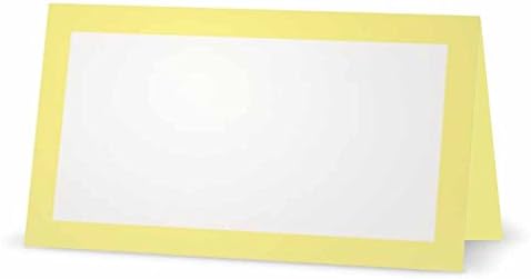 Лимон со жолти картички - рамен или шатор - 10 или 50 пакувања - бел празен фронт со цврста граница во боја - табела за поставување Име за седишта за седишта за канцелари