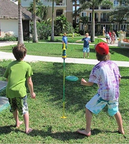 Сет за игра со дискови со шишиња со шишиња со шишиња - игра за фрлање диск за семејство, возрасни и деца, игра во задниот двор и плажа - Игра на Таргет за трева со столб