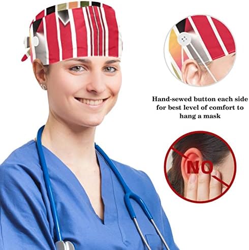 Муоум операција капа буфан капа за работни капа со копчиња и ласкава коса за жени, долга коса, скршени парчиња
