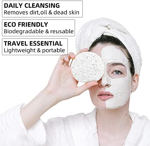 60-Брои Компресирани Сунѓери За Лице| Природна Киклин Целулоза Козметички Спа Сунѓери За Секојдневно Чистење На Лицето|Отстранување Шминка И Маска | Пилинг | Масажа