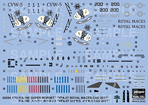 HASEGAWA 002254 1/72 FA 18E Super Hornet VFA-27 Royal Maces CAG 2017 пластичен комплет, железнички додатоци, хоби, правење модели,