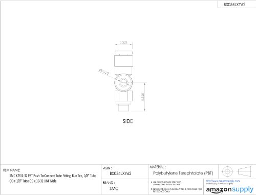 SMC KQ2Y01-32N PBT &засилувач; Никел Обложени Месинг Притисни-За-Поврзување Цевка Фитинг, Стартувај Tee, 1/8 Цевка од x 1/8 Цевка од x 10-32 UNF Машки
