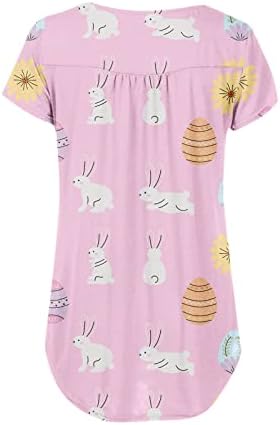 Излегувајќи врвови за жени Велигденски зајаче јајца од цветно копче за печатење маица скријте ги блузите на стомакот, симпатични врвови