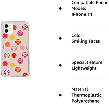 Pvflefkr насмеани лица со лица за iPhone 11, симпатична кутија за смајли во боја за iPhone 11, Cool TPU Bumper Cove Cover Cover Cover