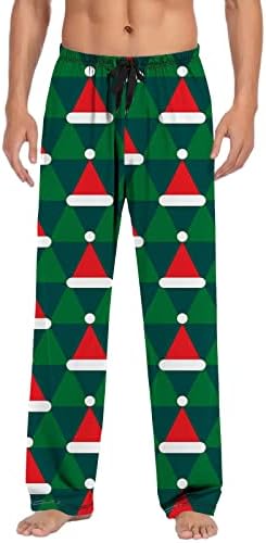 Менс Божиќни пижами панталони со ирваси со високи валии, графички пјс, облека за спиење плус големина влечење пижама pj панталони џемпери