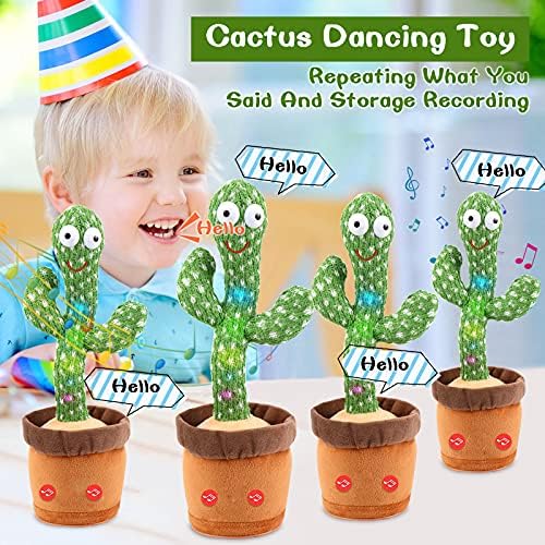 Емоин танцувајќи кактус бебешки играчки од 6 до 12 месеци, пеејќи танцување Божиќни играчки за девојчиња за бебиња, музички Божиќ полнети животни