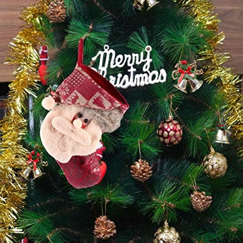 Nuobesty Santa Decor Decor Christmas Christricts 3D плишани Божиќни чорапи симпатично камин виси чорапи Кенди торбички држачи