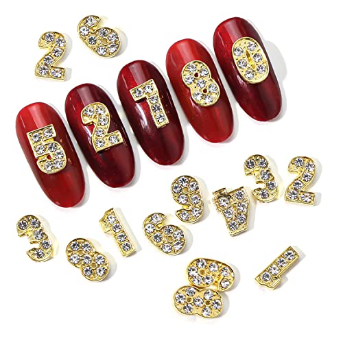 Wookoto 30pcs златен број на нокти привлечности 3D нокти уметнички шарми за акрилни нокти на ноктите број привлечни легури на ноктите