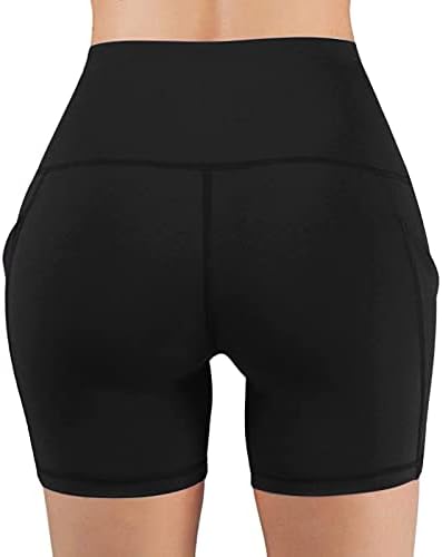 Women'sенски високи половини јога џебови шорцеви за контрола на абдомен, кои работат панталони лабави шорцеви за жени