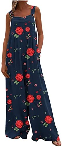 Lumberенски летни ромци на Lcepcy Floral Prinesut со ленти со копчиња со копчиња со долги панталони со џебови со џебови