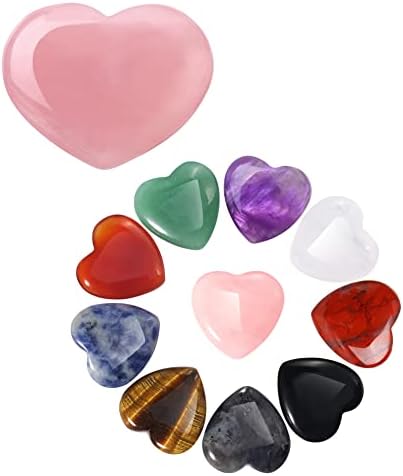 Xiuqilai 10 парчиња срцеви кристали и лековити камења и 45мм срце розови кварц кристали