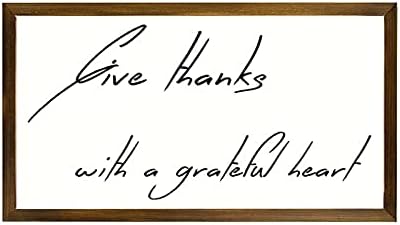 Цитати за инспирација на теми од дрвена wallидна знак Дајте благодарност со благодарна срцева wallидна уметност бела-C7 30x55cm мотивациска