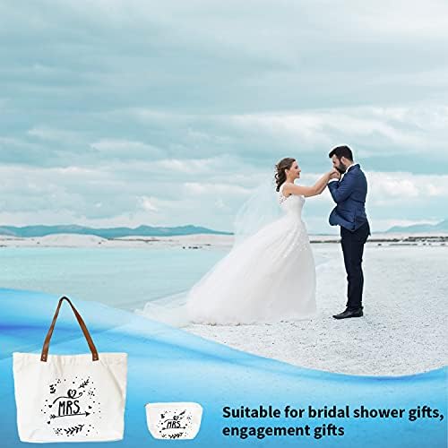Идна г -ѓа невеста торба со торба за шминка - ангажман невестинска туш невеста свадбени подароци, торба за рамо на рамото, бело