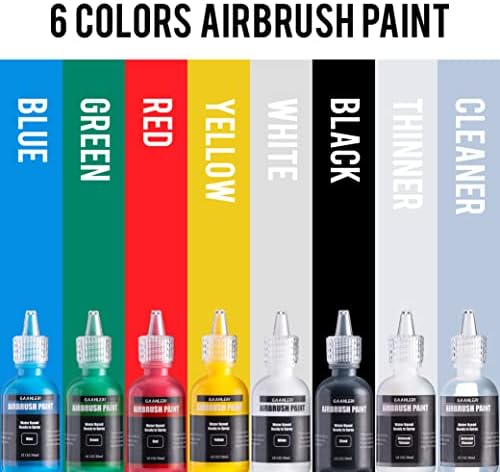 Воздушна боја Гаалери, бои 6 бои сет на боја на воздушна четка, потенка и чистачка, акрилни бои на воздушна четка заснована на вода, непроирни бои, комплети за сликањ?