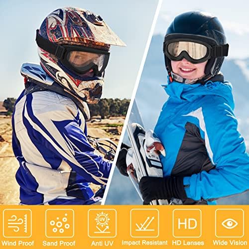 ОХГ 2 пара моторни очила за мотоцикли се вклопуваат со шлемови, АТВ ски-очила АНТИ-УВ, изолирани од витернофрични очила за велосипеди за млади