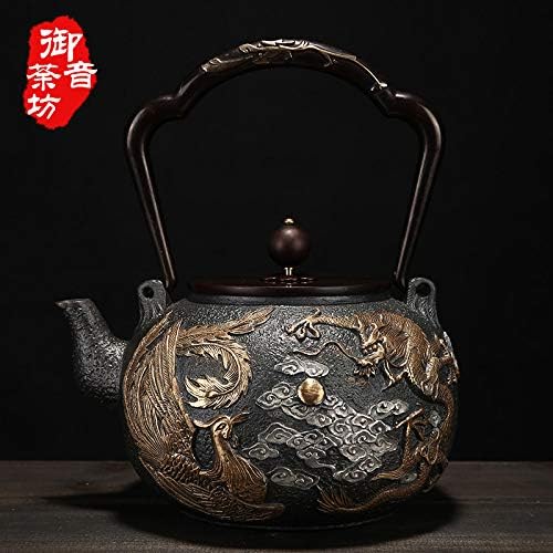 Ironелезен котел, сад за чај од леано железо сет Јапонија чајник Тетсубин котел шпорет пијалок за пиење кунгфу алатки од не'рѓосувачки челик висечки чај чај котел 1.2L ?