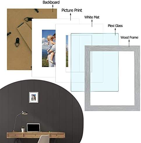 Голден Стејт уметност, 8x10 сива рамка за фотографии - цврсто дрво и приказ фотографии 5x7 со мат или 8x10 без мат -акрилно стакло