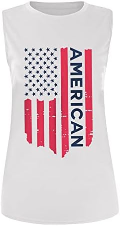 Американски резервоар за знамиња за жени летни маички без ракави во САД starsвезди ленти печатени кошули со резервоа
