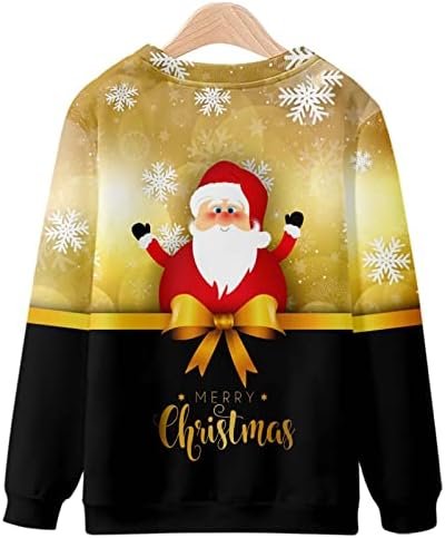 Грда Божиќна маичка за мажи Божиќ О вратот долг ракав џемпер трендовски обичен Дедо Мраз печатени врвови на пулвер