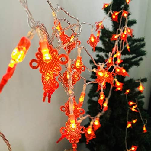 Sezrgiu Црвен кинески јазол Стринг светла самовила ноќни светла бакар венец венец виси ламба батерија напојува за домашна венчаница градинарска декорација