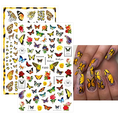 Jmeowio 10 листови налепници за уметност од пеперутка за нокти декорации самолепливи pegatinas uñas црни бели нокти резерви за нокти дизајн
