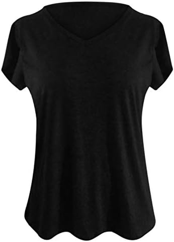Женски летни кратки ракави маички врвови обични v вратот атлетски врвови модни удобни меки блузи врвови за тинејџери за тинејџери