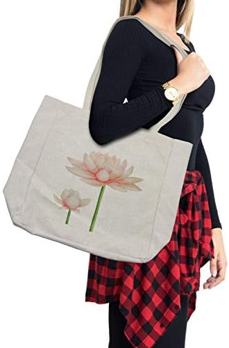 Торба за купување јога Амбесон, пастелна боја цвета лотос цвет романтична свежо градинарски растителни спа спа спа-тема, еколошка торба за