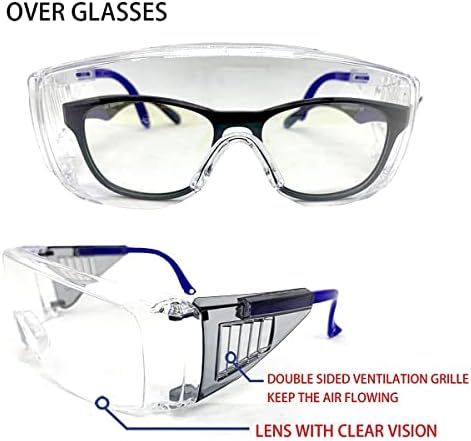 XII WY Анти -магла безбедносни очила лабораторија безбедносни очила над очила заштитнички се вклопуваат преку очила за рецепти