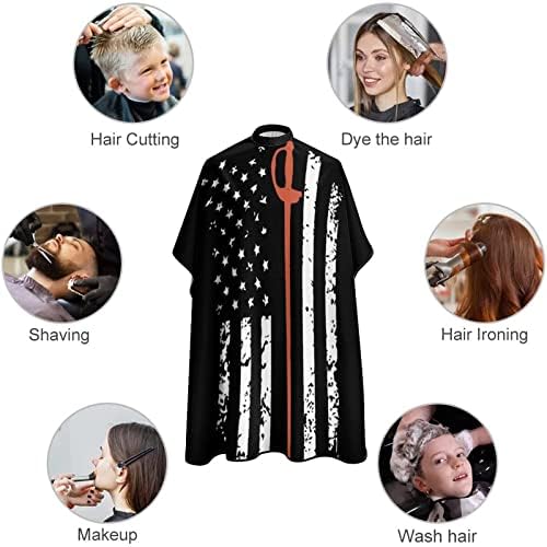 Американска Мечување Црно Знаме Бербер Кејп Професионална Фризура Престилка Симпатична Коса Сечење Наметка За Момчиња Девојки