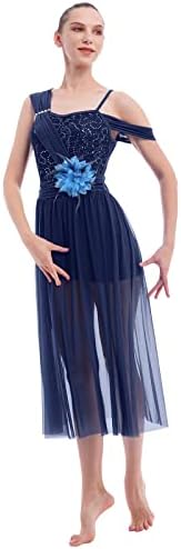 Одасдо жени лирски костум за танцување Возрасен Морден современа танцувачка облека Спагети ленти самовила лајле леотарски долг фустан