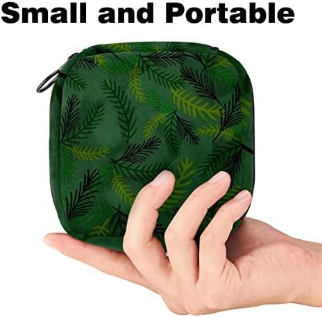 Оријукан санитарна торба за складирање на салфетки, торба за преносни периоди за жени девојки менструална чаша торбичка, зелени лисја ретро