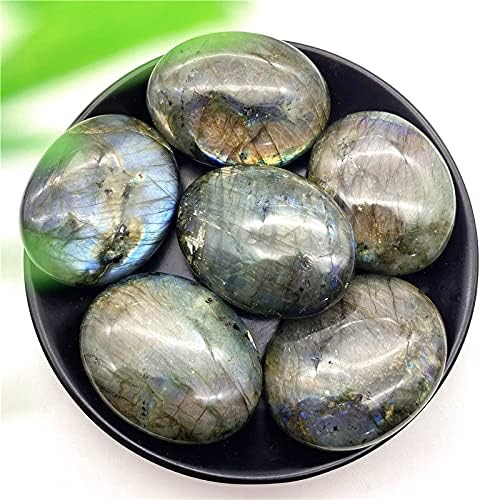 Laaalid xn216 1pc природен лабрадорит кристал овален палм камен месечен камен реики примерок заздравувајќи скапоцен камен таблет рок