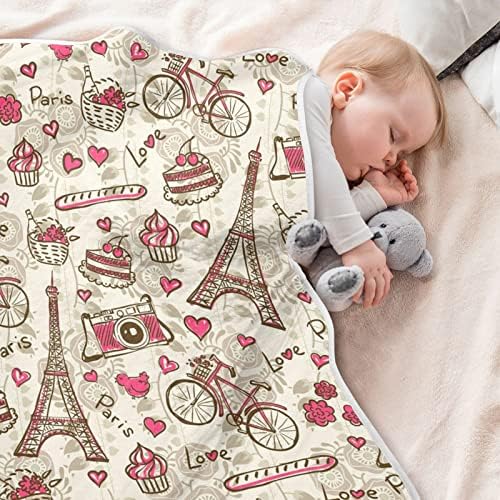 Париз Гроздобер Унисекс меки бебешки ќебе за креветчето за креветчето за дневно згрижување со густо и меко материјал нејасно