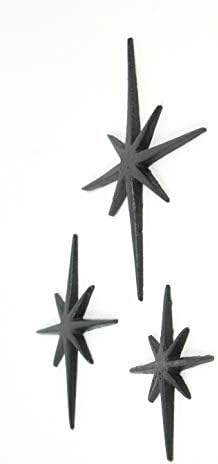 Сет од три црно леано железо 8 зашилени wallидни висини од средниот век модерни starsвезди