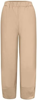 Женски обични панталони панталони панталони летни лабави панталони глуждот исечени панталони едноставни панталони со џеб