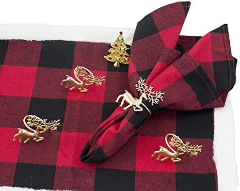 Фенко стилови на ирваси за одмор метални прстени од салфетка, сет од 4 - златни декоративни држачи за салфетка за Божиќ, декор за трпезариска