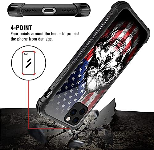 iPhone 13 Pro Max Случај, Американски Знаме Череп Камен Модел Дизајн iPhone 13 Pro Max Случаи За Мажи, Шокпроф Случај Против Гребење