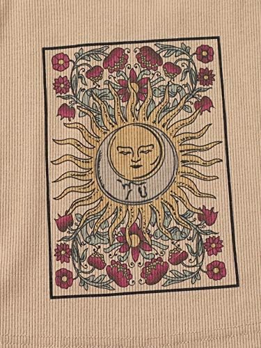 SOLY HUX Женски Шпагети Ремен Цветни Сонце Графички Печатење Ребрести Плетени Култура Ками Врвот