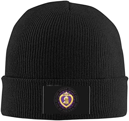 Виолетова срце ветеранот на американската армија плетени капачиња мека топла капа унисекс.