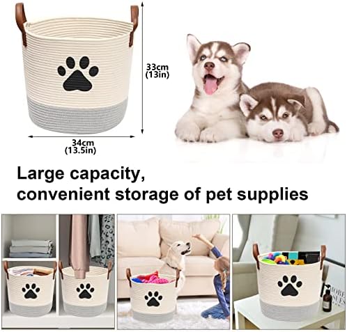 Кошница за играчки за кучиња од памучно јаже, корпа за играчки за кученца, канти за кутриња, корпа за складирање ќебе За перење - Совршена