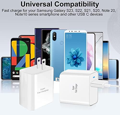 2-пакет 45W тип Ц Супер брз полнач за Samsung Galaxy S23 Ultra/S23+/S23 ， S22 Ultra/S22+S22 ， S21 Ultra/S21+， S20 Ultra ， белешка 20/20 Ultra/10+,