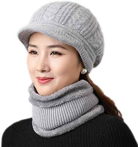 Дами женски зимски бени капа ， топло плетено слаби волна снежна скијачка капа капа со стакло