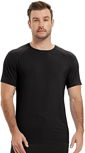 Netdraw Машка кошула за вежбање со бамбус, долга/кратка ракав лесен ладење фитнес трчање маица за пешачење