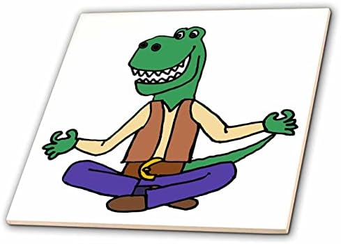 3дроза Смешни Симпатична Зелена Т-рекс Диносаурус Медитација И Јога Цртан Филм-Плочки