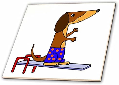 3dRose Симпатична Забава Dachshund Куче Нуркач Во Полка Точка Пливање Стебла На Нуркање Одбор-Плочки