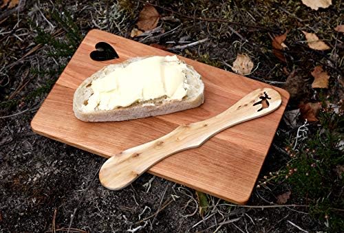 Нож за путер-Рачно изработен Од нордиско нетретирано дрво Од Смрека-Уникатна Рачка Во Форма На Елен